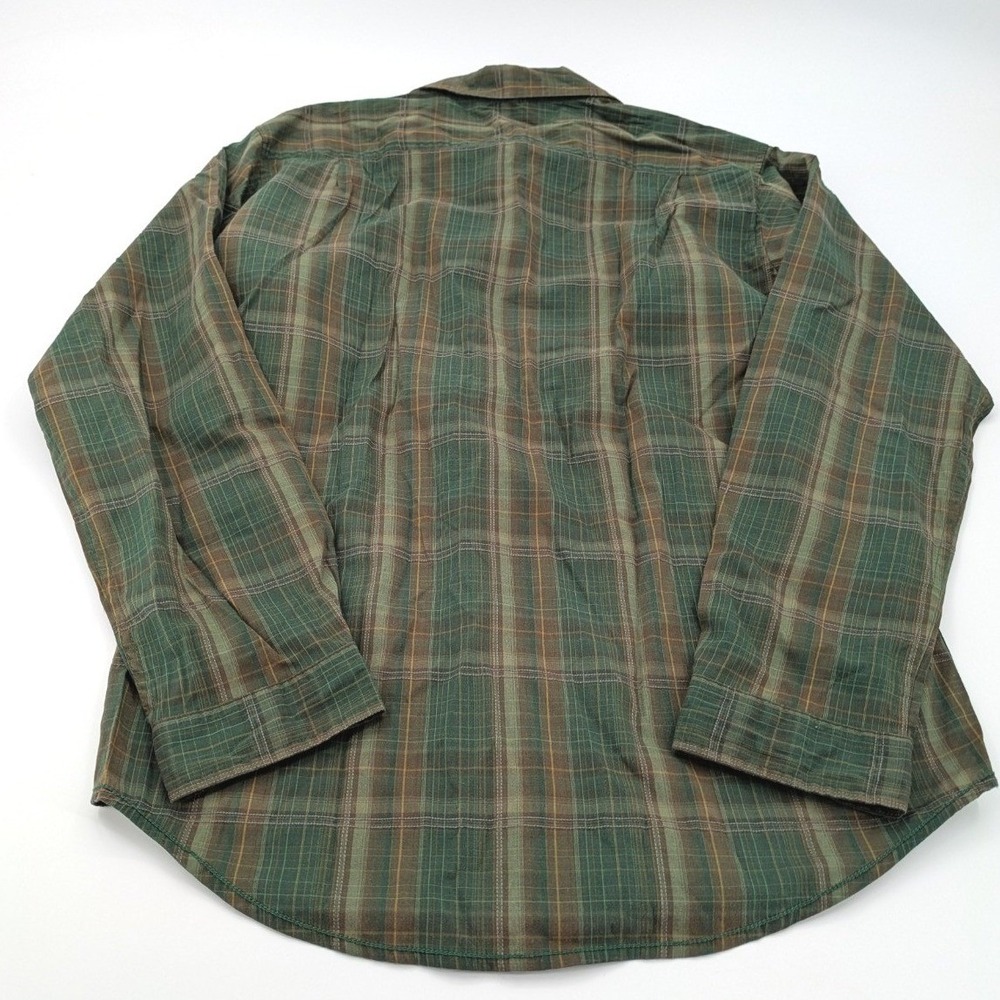 EXOFFICIO Mens Large Green Brown Plaid Long Sleeve Button Up Outdoor Travel - Picture 2 of 9